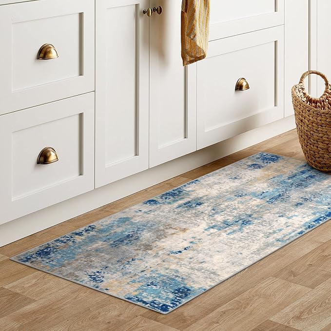 Lahome Modern Abstract Laundry Rug Runner, 2x4.3 Washable Throw Carpet Runner - Image 3