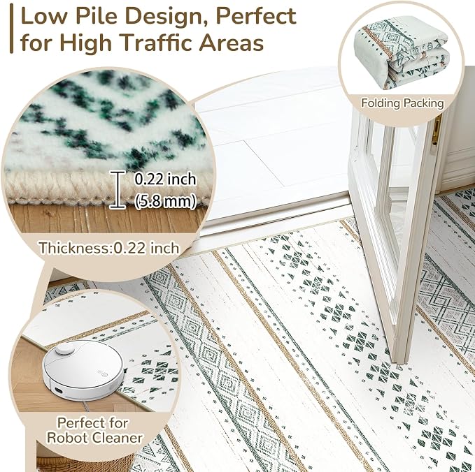 BESTSWEETIE 2x8 Area Rugs for Living Room Washable Moroccan Farmhouse Neutral - Image 4