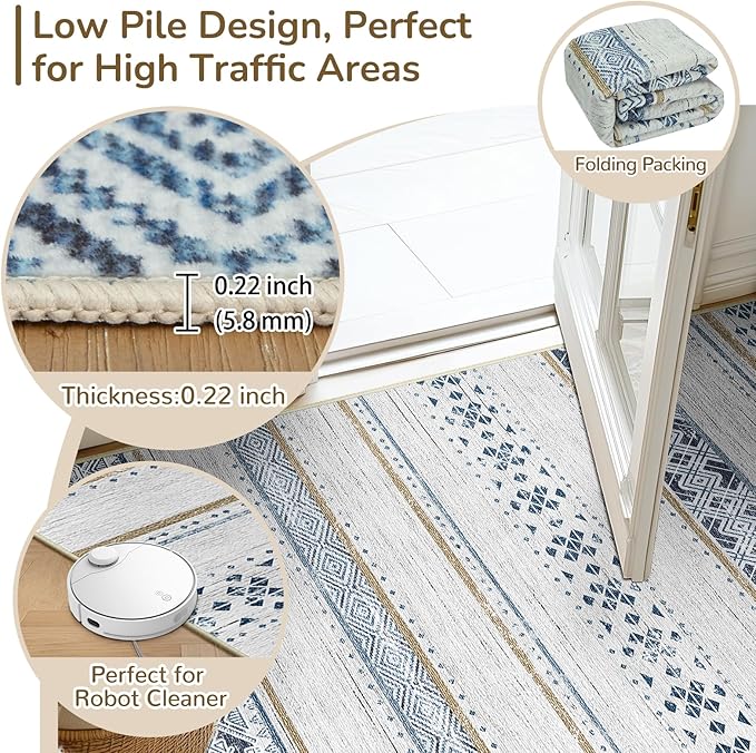 BESTSWEETIE 4x6 Area Rugs for Living Room Washable Moroccan Farmhouse Neutral - Image 3