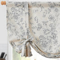 jinchan Tie Up Curtain Double Layer Linen Roman Shades Valance Curtain Floral by JINCHAN