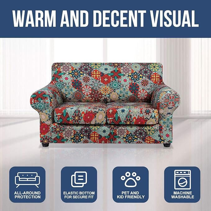 hyha Couch Cover, Loveseat Covers, Floral Pattern, 3 Pieces, Sofa Slipcovers - Image 8