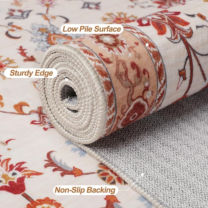 Tangsoo Washable Runner Rug for Hallway Non Slip, 2x5 Boho Floral Vintage - Image 4