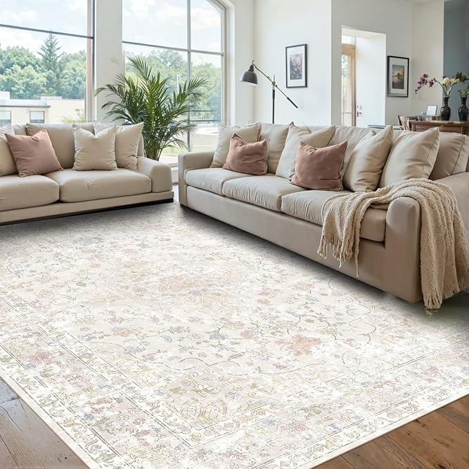 Area Rugs 6x9, Washable Beige Rugs - Image 2