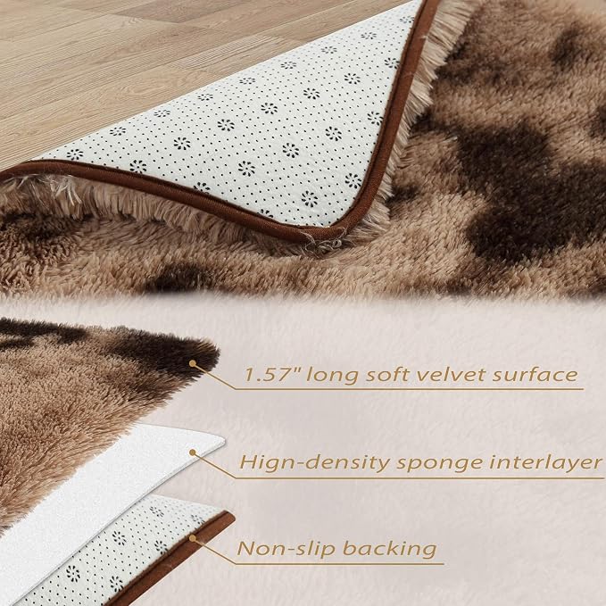 CAROMIO Fluffy Area Rugs for Living Room, Soft and Thick Faux Fur Plush Tie Dye - Image 5