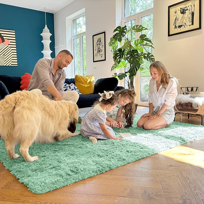 OLANLY 3x5 Machine Washable Small Bedside Rug, Soft Fluffy Shaggy Rugs - Image 7