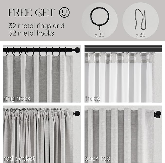 Topfinel Grey Beige 78 Inch Long Curtains - Image 3