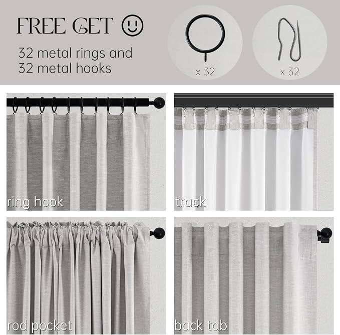 Topfinel Grey Beige Linen Blackout Curtains 84 Inch Long - Image 5