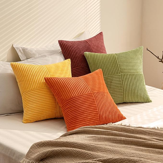 MIULEE Yellow Orange Rust Throw Pillow Covers 18x18 Inch 4 Packs Boho Farmhouse - Image 6