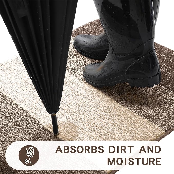 Kitinjoy Indoor Outdoor Door Mat, 48x30 Non-Slip Absorbent Dirt Trapper - Image 2