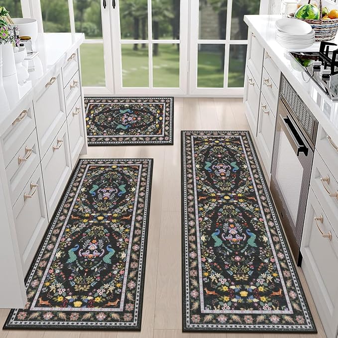 HEBE Washable Kitchen Rugs Sets of 3, Non Slip Absorbent Kitchen Rugs and Mats - Image 8