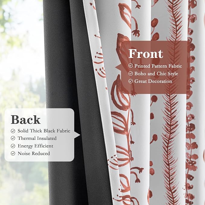 MEETSKY Boho Terracotta Blackout Curtains 84 Inches Long 2 Panels - Image 5