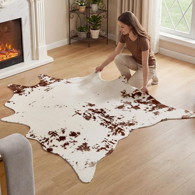 JONIYEAR Large Durable Faux Cowhide Area Rug 4.9 x 6.56 Feet, Premium Cow Print - Image 6