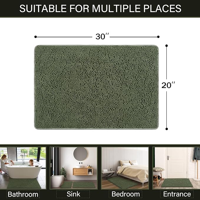 LOCHAS Luxury Bathroom Rug Shaggy Bath Mat 20 x 30 Inch, Washable Non Slip Bath - Image 2