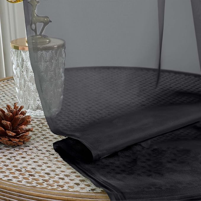 OWENIE Sheer Black Curtains, Sheer Curtains 63 inch Length 2 Panels Set - Image 6