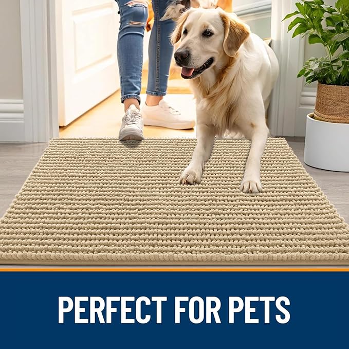 OLANLY Dog Door Mat for Muddy Paws 59x35, Ultra Absorbent Chenille Mud Doormat - Image 6