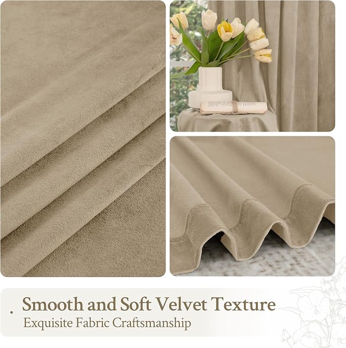 LAMIT Taupe Velvet Curtains 108 Inch - Image 7
