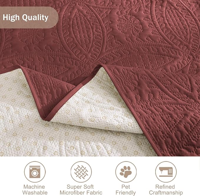 Quilted Red Sofa Slipcovers - Image 6
