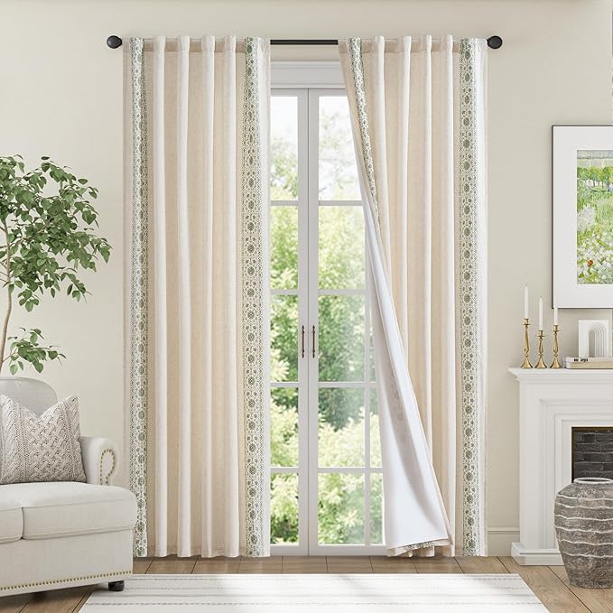 jinchan Weslie Boho Lined Linen Curtains - Image 3