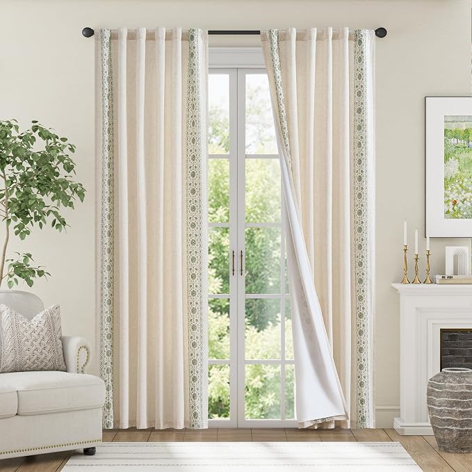 jinchan Weslie Boho Lined Linen Curtains - Image 3