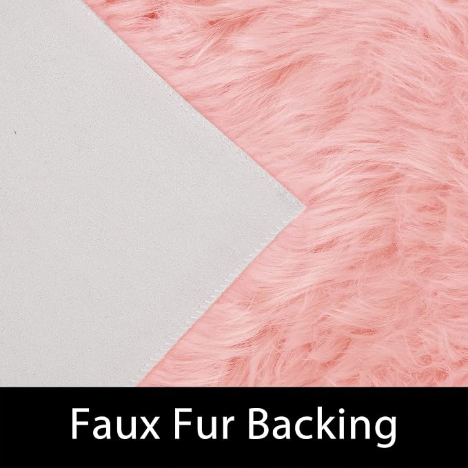 Latepis Big Pink Area Rugs for Living Room 6.7x10 Faux Sheepskin Fur Rug - Image 4