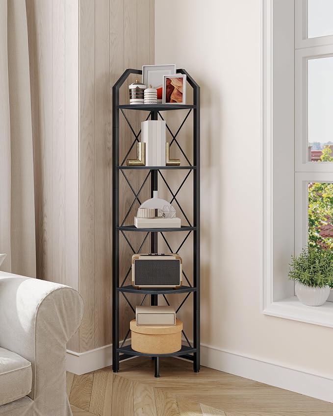CHOEZON 5-Tier Corner Shelf, Industrial Corner Bookshelf, 59.4" Corner Storage - Image 5