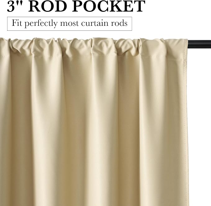 RYB HOME Bedroom Blackout Curtains 80 inches Long, 100% Blackout Thermal - Image 2