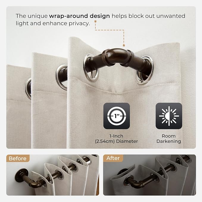 Zeerobee Curtain Rods for Windows 144 to 168, 1 Inch Industrial Wrap Around - Image 3