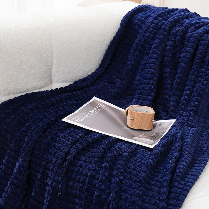 Puncuntex Flannel Fleece Throw Blanket Dark Navy Blue 60"×80", Super Soft Plush - Image 4
