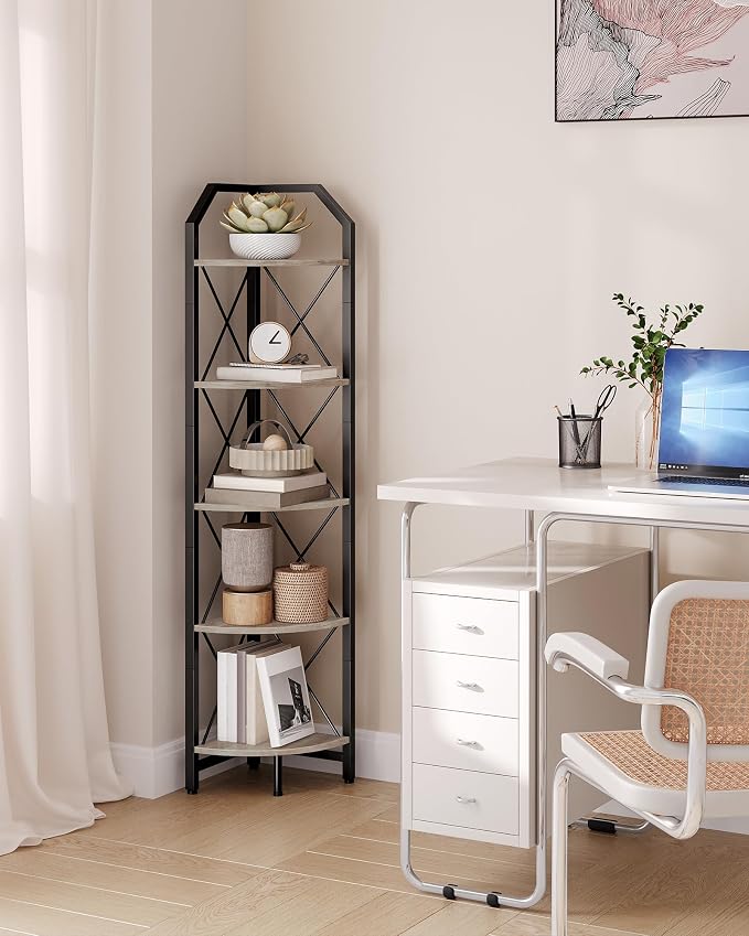 CHOEZON 5-Tier Corner Shelf, Industrial Corner Bookshelf, 59.4" Corner Storage - Image 7