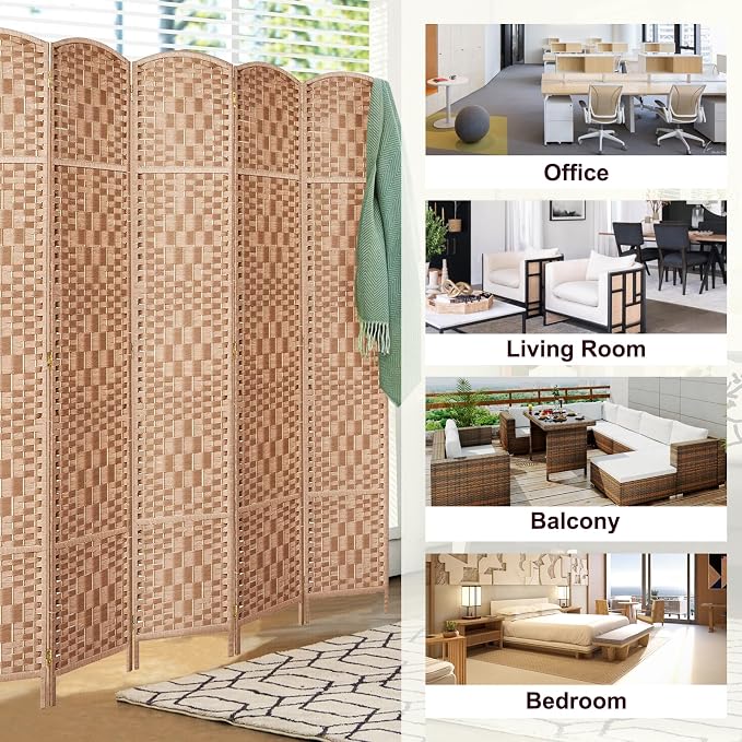 Rose Home Fashion Room Divider 5.6 ft.Tall-15.7" Wide Weave Fiber 3 Panels Room - Image 4