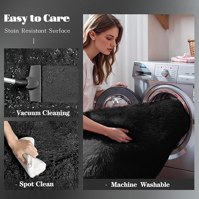 8x10 Area Rugs for Living Room: Fluffy Shag Soft Washable Rug Large Fuzzy Plush - Image 3