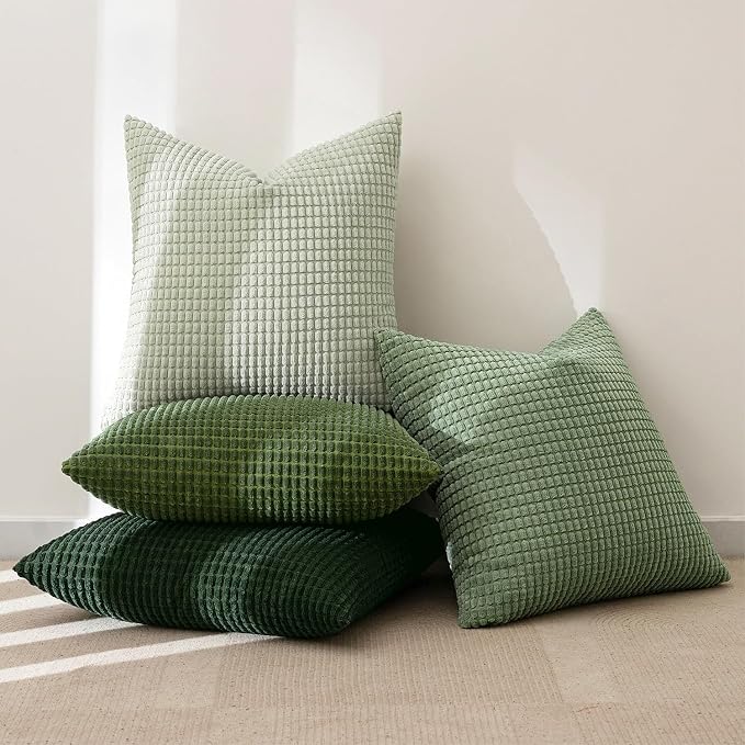 MIULEE Sage Green Pillow Covers 22x22 Inch Set of 4 Spring Boho Farmhouse Home - Image 5