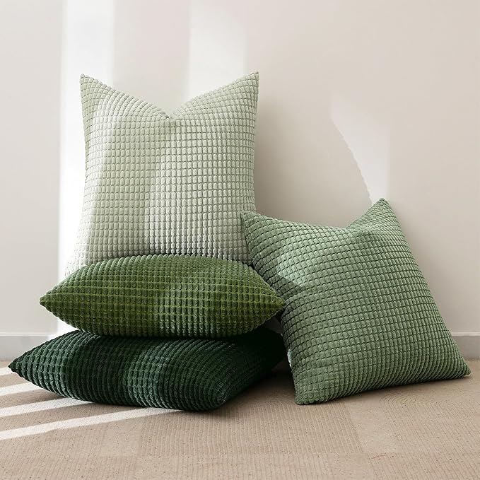 MIULEE Sage Green Pillow Covers 18x18 Inch Set of 4 Boho Farmhouse Home Decor - Image 5