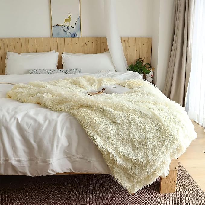 Tuddrom Decorative Extra Soft Faux Fur Blanket Twin Size 70" x 78", Solid - Image 9