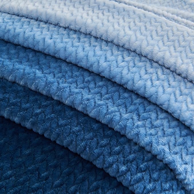 NEWCOSPLAY Super Soft Throw Blanket Ombre Blue Premium Silky Flannel Fleece - Image 7