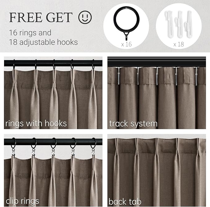 Topfinel 108 Inch Curtains 1 Panels Set, One Packs Pinch Pleat Back Tab Dark - Image 3