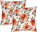 Burnt Orange Watercolor Floral Throw Pillow Covers 18x18 Set of 2, Spring Black by Unknown