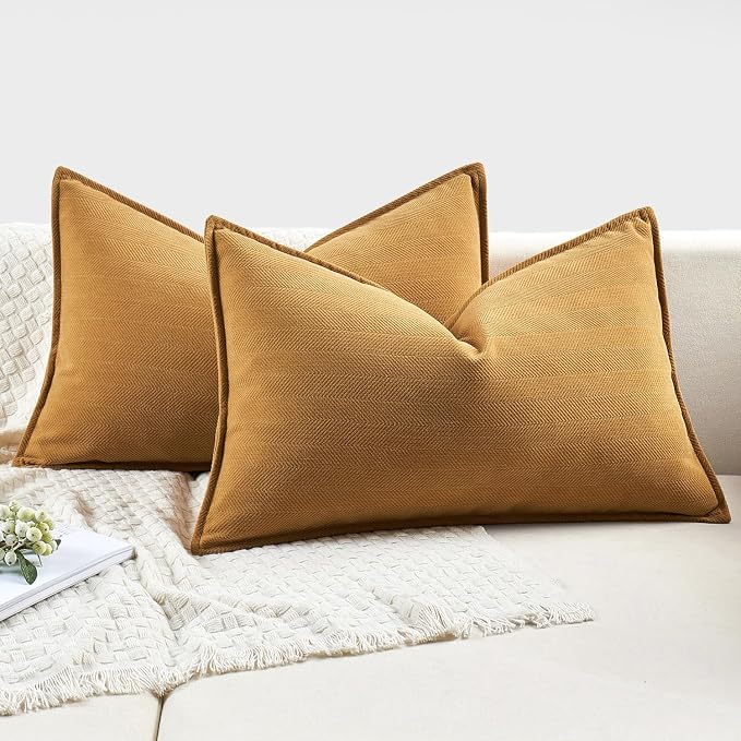MIULEE Pack of 2 Mustard Yellow Decorative Lumbar Pillow Covers 12x20 Inch Soft - Image 5