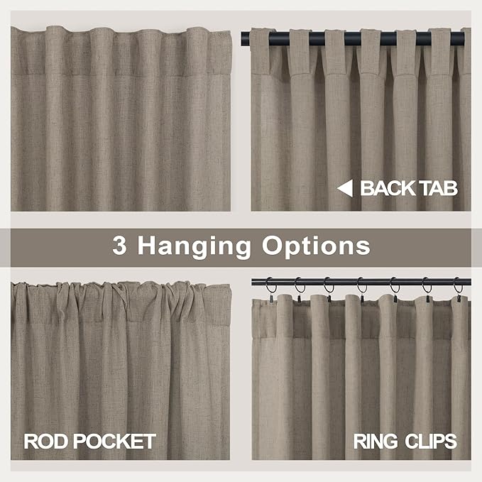 Pitalk Taupe Linen Curtains 54 Inch Length - Image 4
