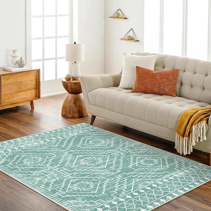 Wonnitar Moroccan Sage Green Area Rugs 5x7, Washable Rugs Non-Slip Soft Large - Image 7