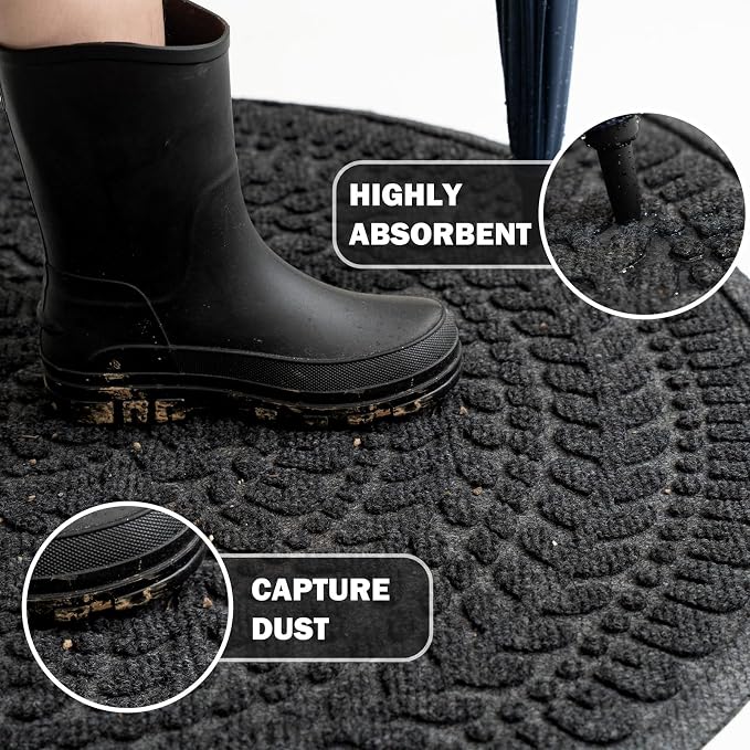 RORA Half Circle Door Mat Front Door Mat Outside Entrance Welcome Mats Outdoor - Image 2