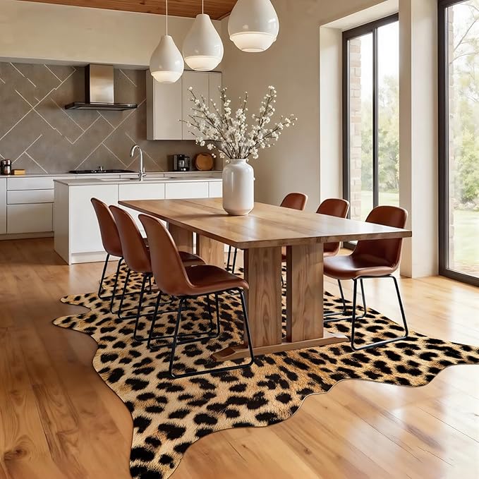 AROGAN Premium Leopard Print Rug 8x10 Feet, Machine Washable Faux Fur Cheetah - Image 8