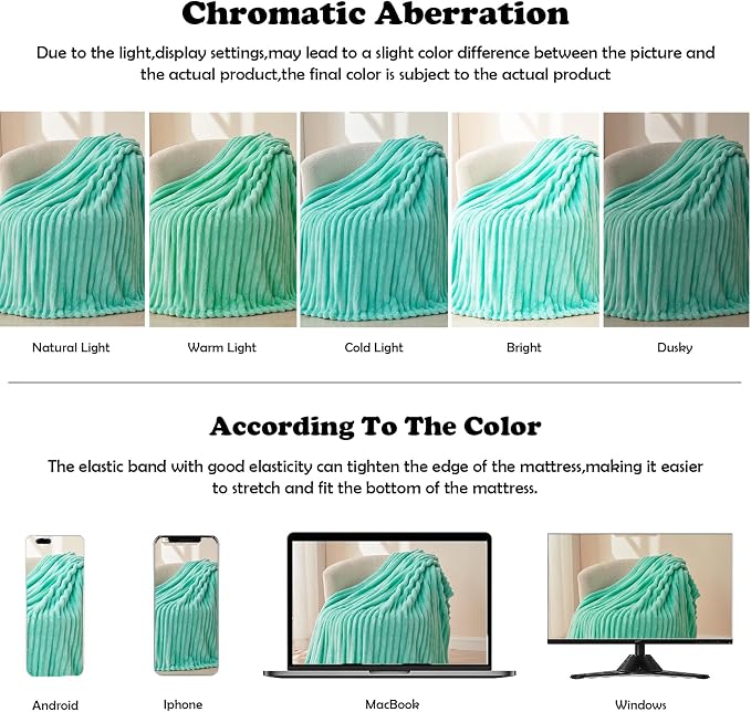 NEWCOSPLAY Super Soft Twin Blanket Aqua Premium Silky Flannel Fleece 3D Ribbed - Image 6