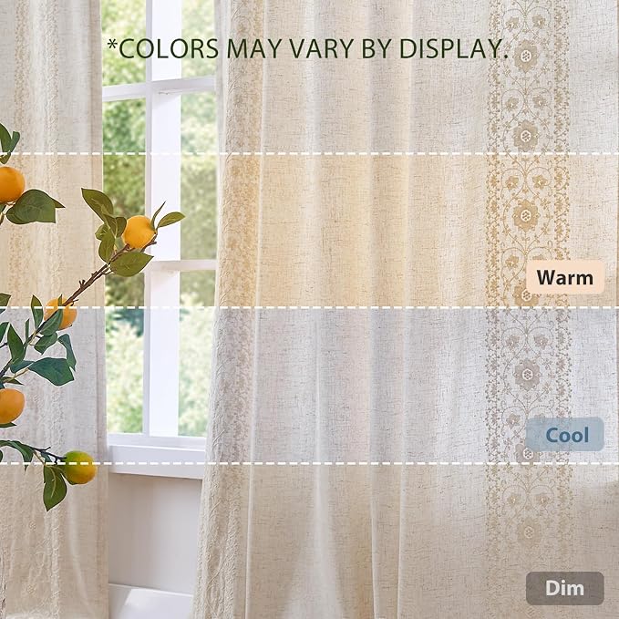 jinchan Weslie Boho Lined Linen Curtains - Image 7