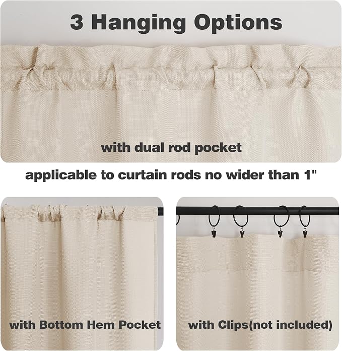 Chyhomenyc Linen Curtains 78 Inch Length 2 Panels Set, Faux Linen Textured - Image 5