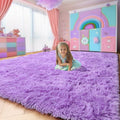 Purple Area Rugs for Girls Bedroom, 5x8 Rug, Fluffy Shag Rug for Living Room by Amdrebio