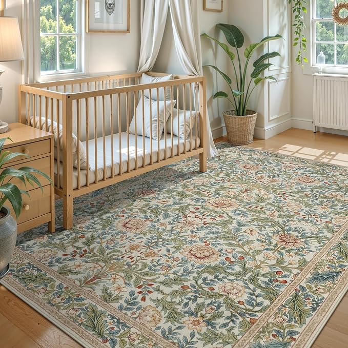 LIVEBOX Beige 5x7 Area Rugs, Machine Washable Rugs - Image 8