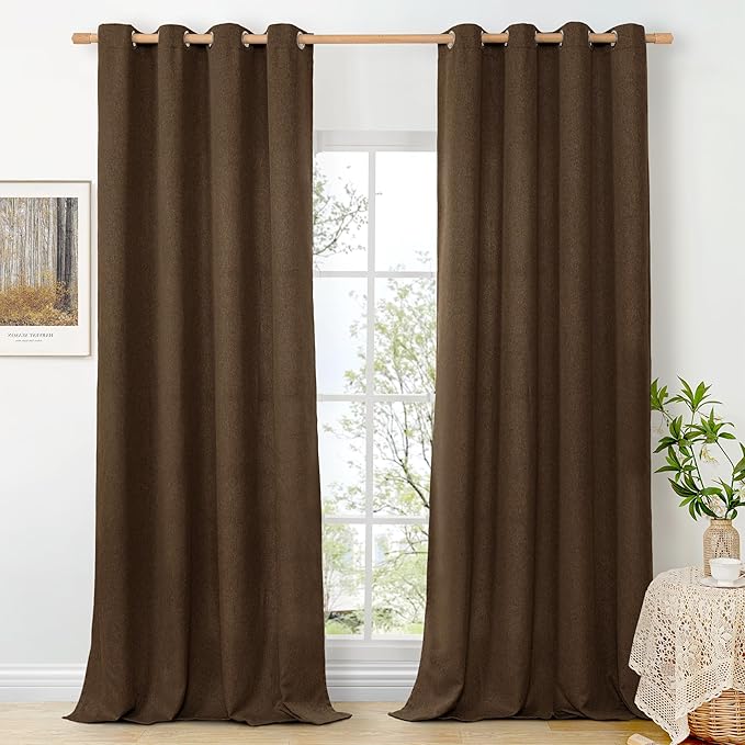 BGment Brown Linen Curtains 95 Inches Long by BGment