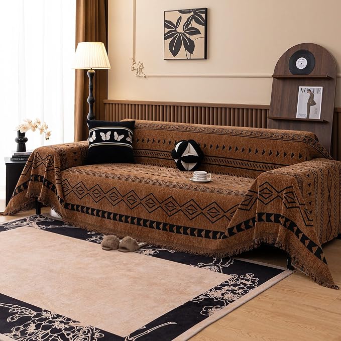 VClife Bohemian Couch Cover for Dog, Plush Thick Chenille Aztec Couch Cover for by VCLIFE