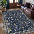 Tangsoo 4x6 Washable Area Rugs Non Slip, Boho Vintage Blue Floral Throw Rug by Tangsoo